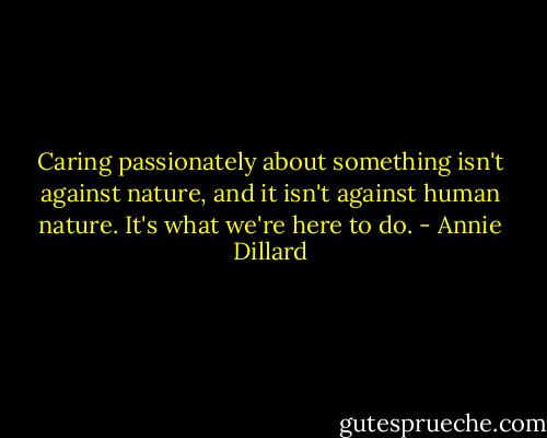 Caring passionately about something isn't against nature, and it isn't against human nature. It's what we're here to do. - Annie Dillard