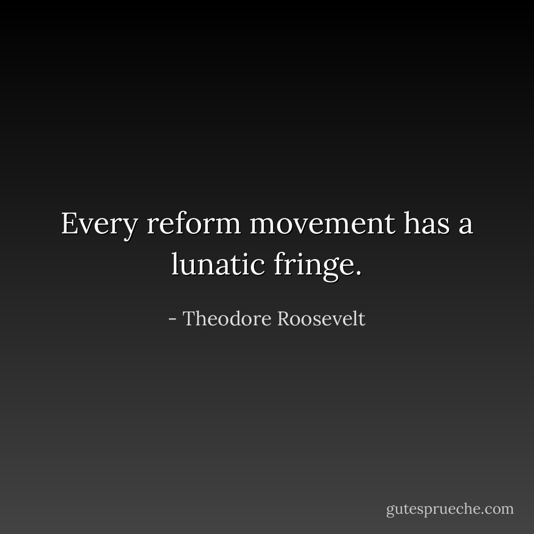 Every reform movement has a lunatic fringe. - Theodore Roosevelt