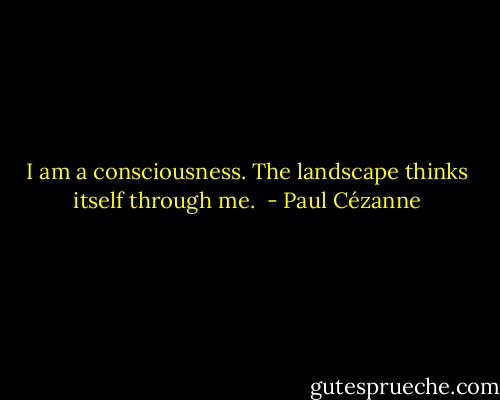I am a consciousness. The landscape thinks itself through me.  - Paul Cézanne