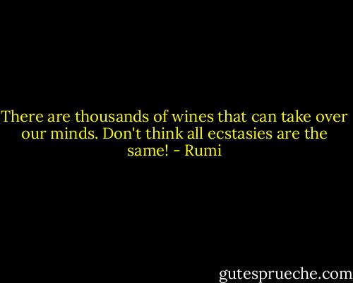 There are thousands of wines that can take over our minds. Don't think all ecstasies are the same! - Rumi