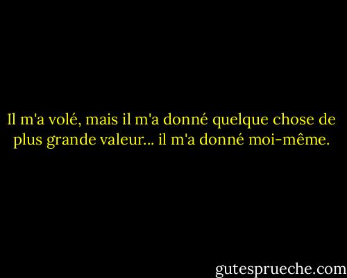 Il m'a volé, mais il m'a donné quelque chose de plus grande valeur... il m'a donné moi-même. - Hermann Hesse