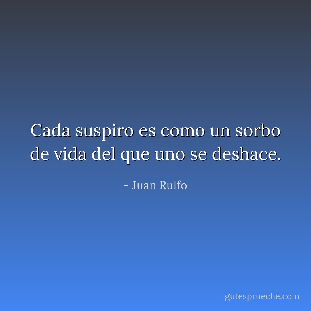 Cada suspiro es como un sorbo de vida del que uno se deshace. - Juan Rulfo