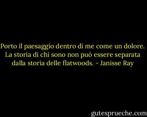 Porto il paesaggio dentro di me come un dolore. La storia di chi sono non può essere separata dalla storia delle flatwoods. - Janisse Ray