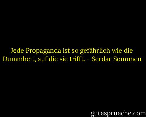 Jede Propaganda ist so gefährlich wie die Dummheit, auf die sie trifft. - Serdar Somuncu