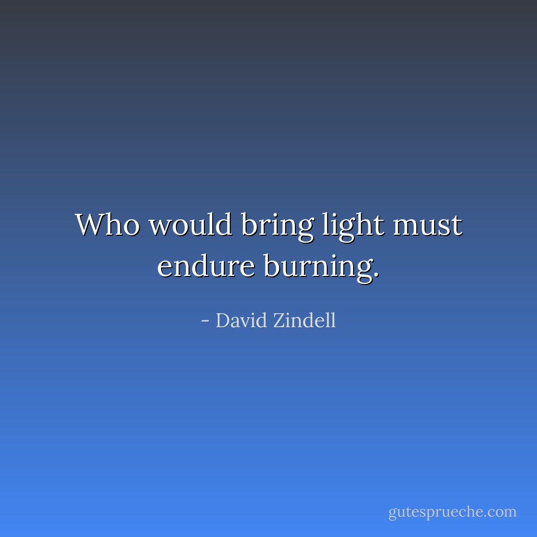 Who would bring light must endure burning. - David Zindell