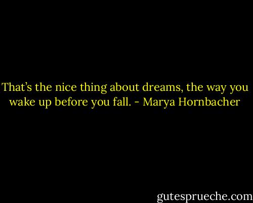 That’s the nice thing about dreams, the way you wake up before you fall. - Marya Hornbacher