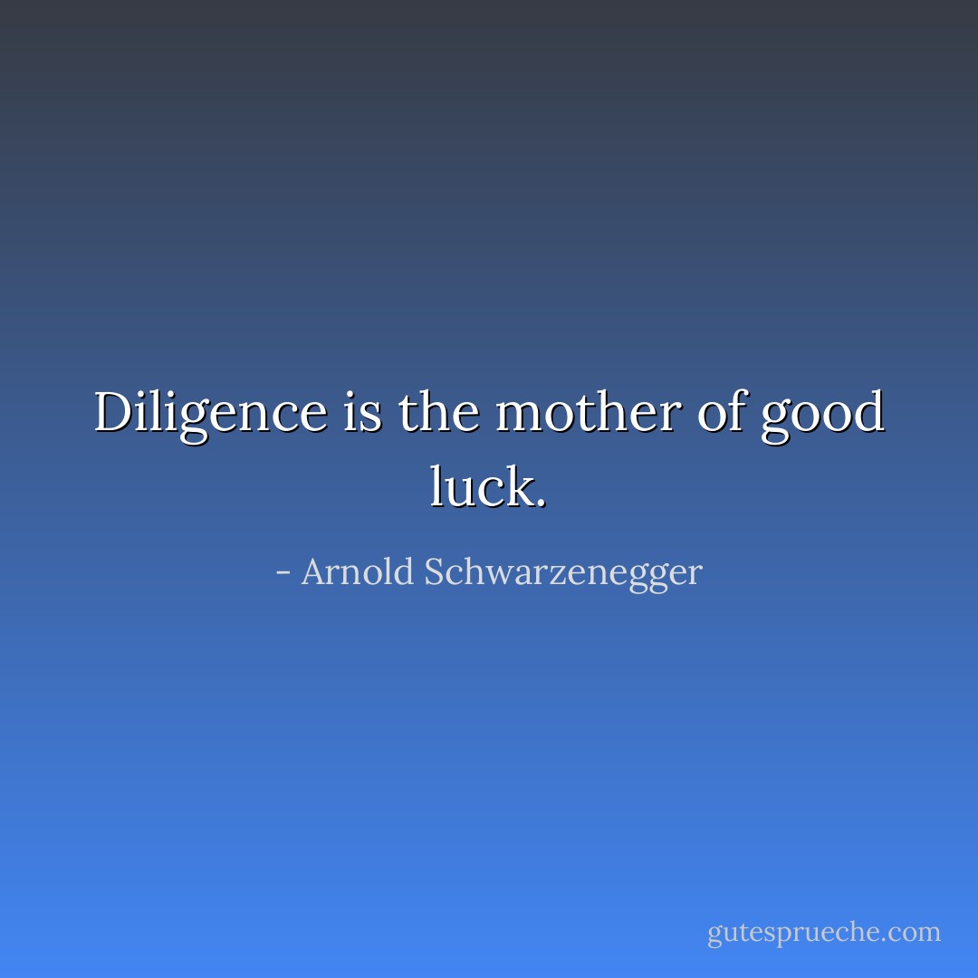 Diligence is the mother of good luck. - Arnold Schwarzenegger