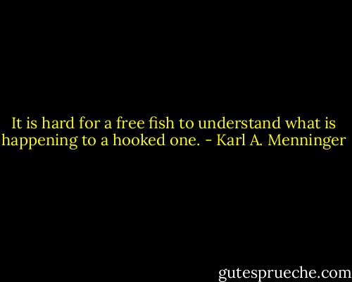It is hard for a free fish to understand what is happening to a hooked one. - Karl A. Menninger