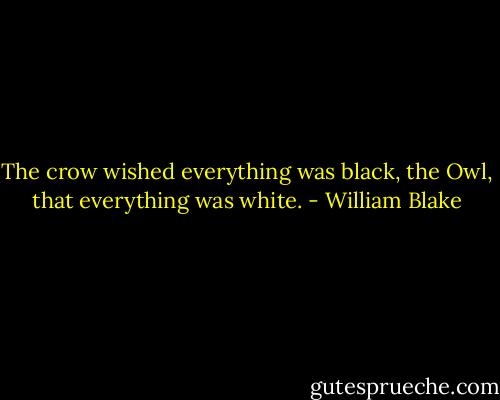 The crow wished everything was black, the Owl, that everything was white. - William Blake