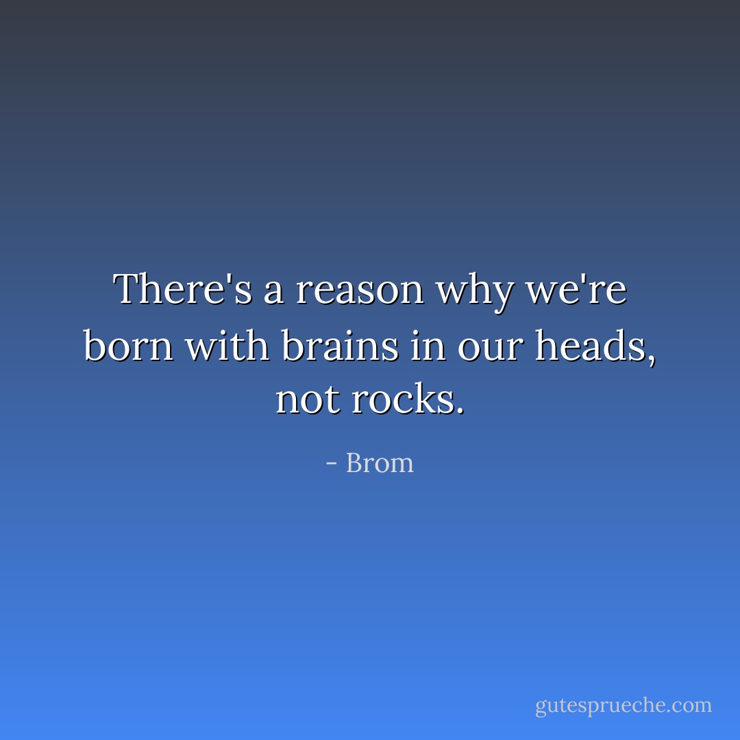 There's a reason why we're born with brains in our heads, not rocks. - Brom