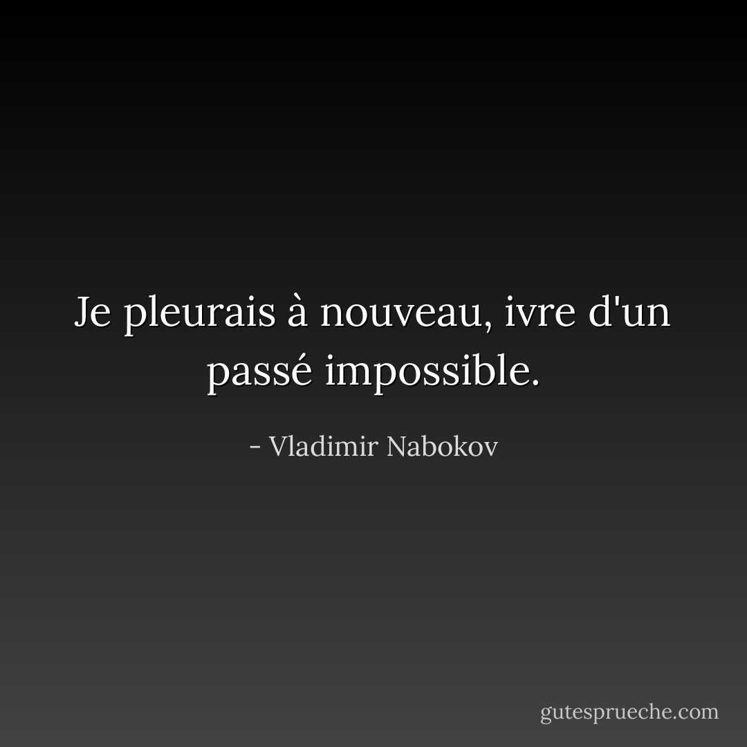 Je pleurais à nouveau, ivre d'un passé impossible. - Vladimir Nabokov