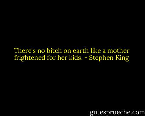 There's no bitch on earth like a mother frightened for her kids. - Stephen King
