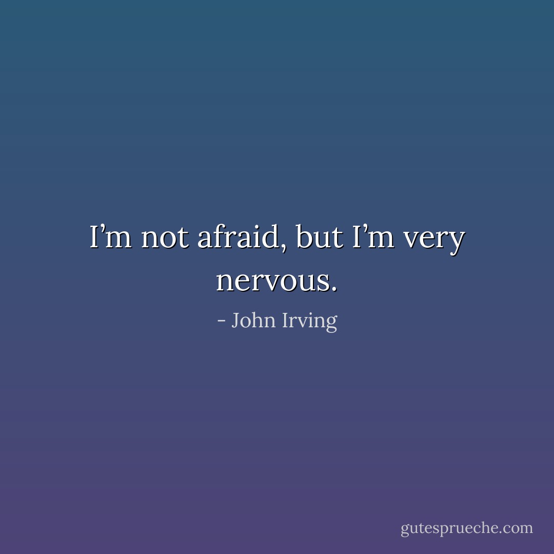 I’m not afraid, but I’m very nervous. - John Irving