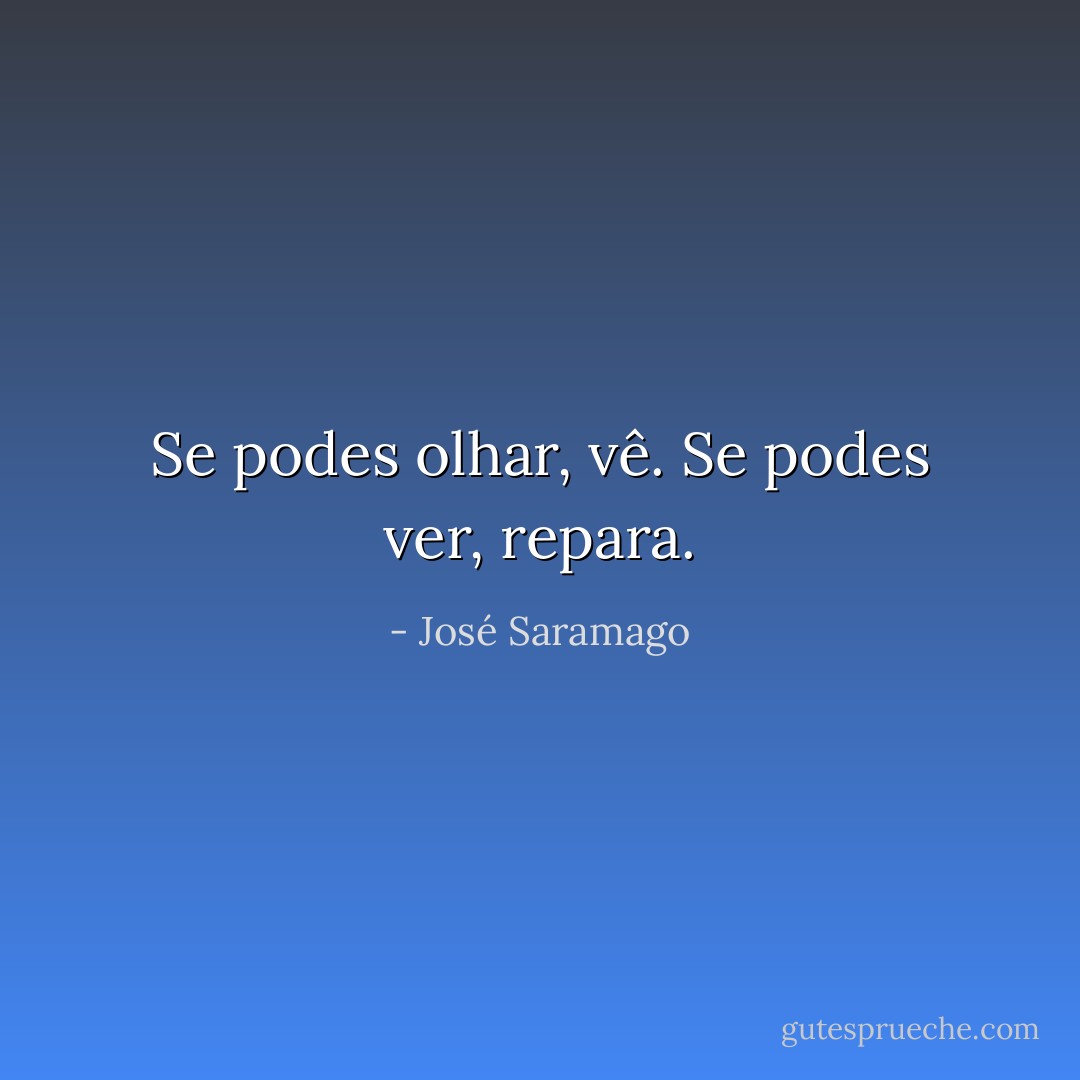 Se podes olhar, vê. Se podes ver, repara. - José Saramago