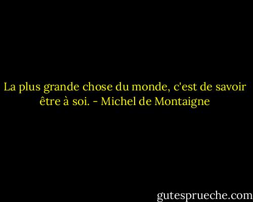 La plus grande chose du monde, c'est de savoir être à soi. - Michel de Montaigne