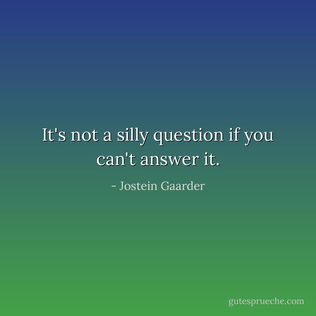 It's not a silly question if you can't answer it. - Jostein Gaarder