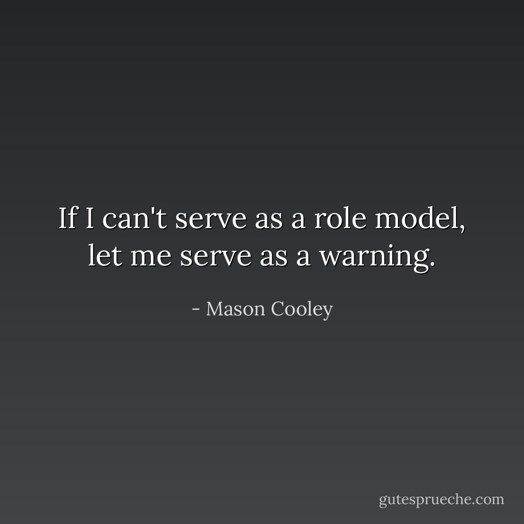If I can't serve as a role model, let me serve as a warning. - Mason Cooley