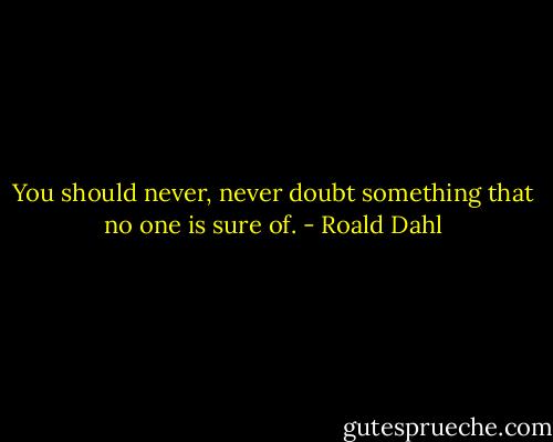 You should never, never doubt something that no one is sure of. - Roald Dahl