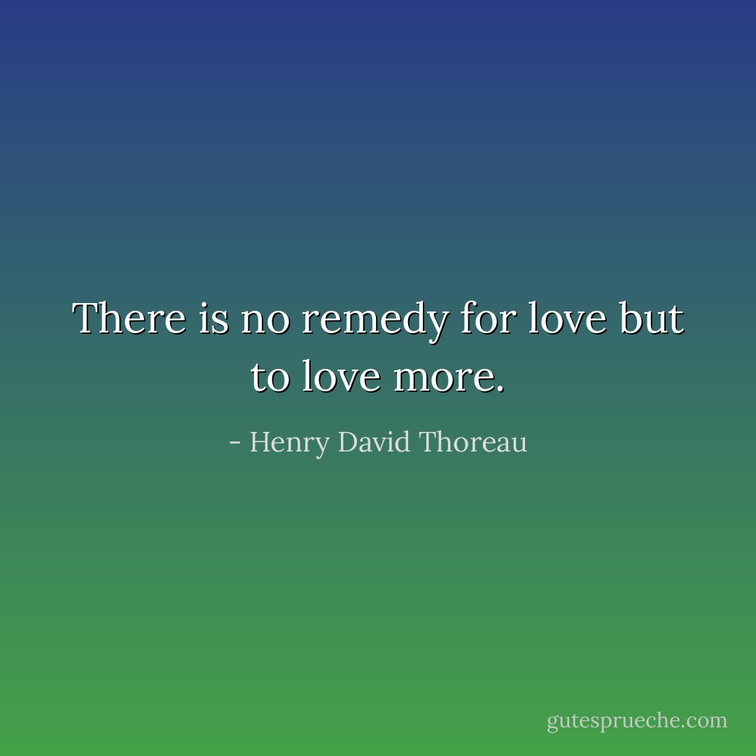 There is no remedy for love but to love more. - Henry David Thoreau