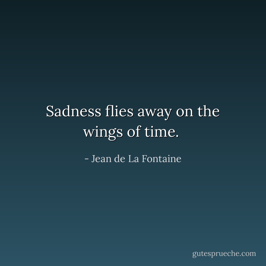 Sadness flies away on the wings of time.  - Jean de La Fontaine