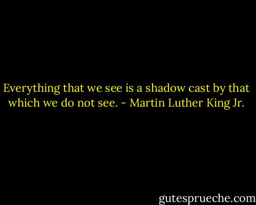 Everything that we see is a shadow cast by that which we do not see. - Martin Luther King Jr.