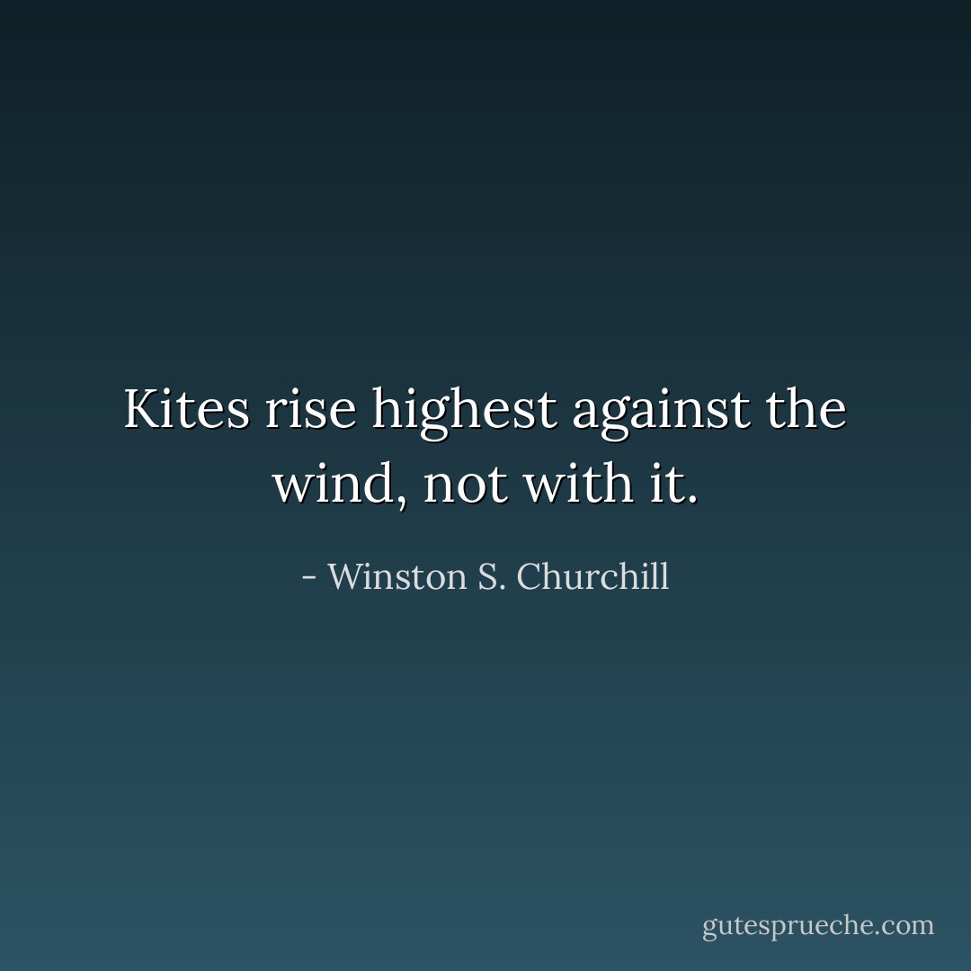 Kites rise highest against the wind, not with it. - Winston S. Churchill