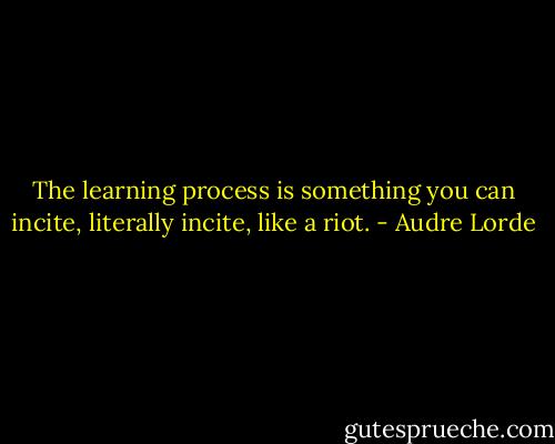 The learning process is something you can incite, literally incite, like a riot. - Audre Lorde