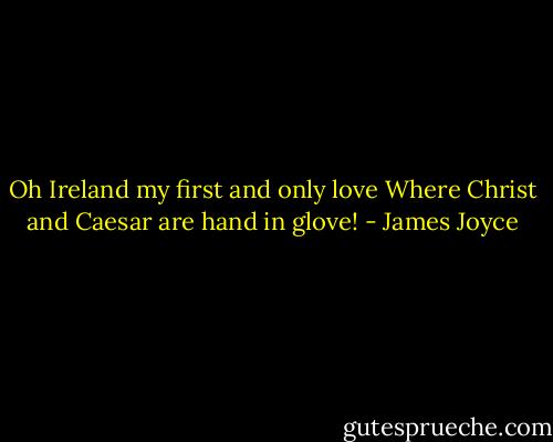 Oh Ireland my first and only love<br />Where Christ and Caesar are hand in glove! - James Joyce