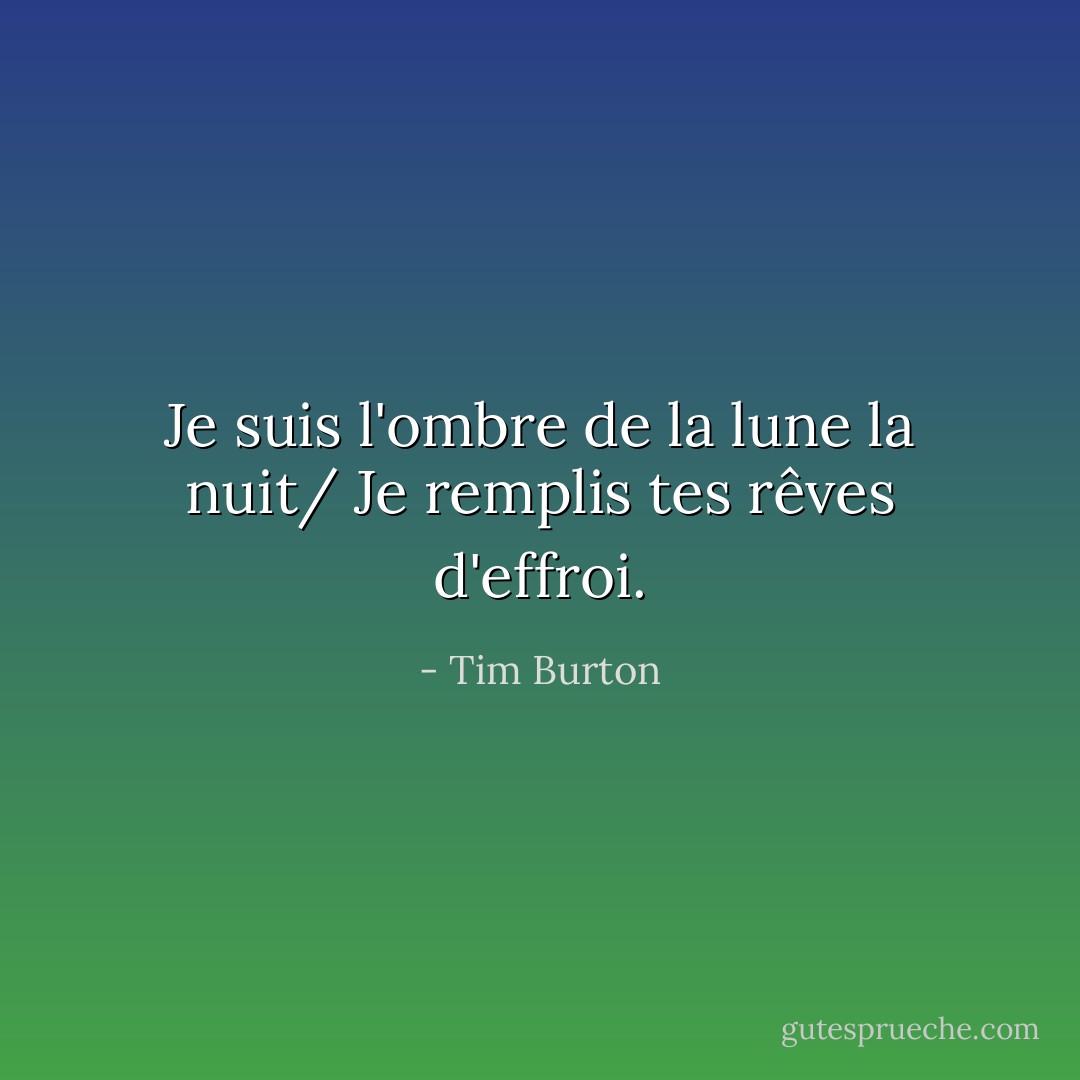 Je suis l'ombre de la lune la nuit/ Je remplis tes rêves d'effroi. - Tim Burton