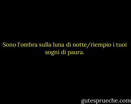Sono l'ombra sulla luna di notte/riempio i tuoi sogni di paura. - Tim Burton