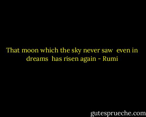 That moon which the sky never saw<br /> even in dreams<br /> has risen again - Rumi