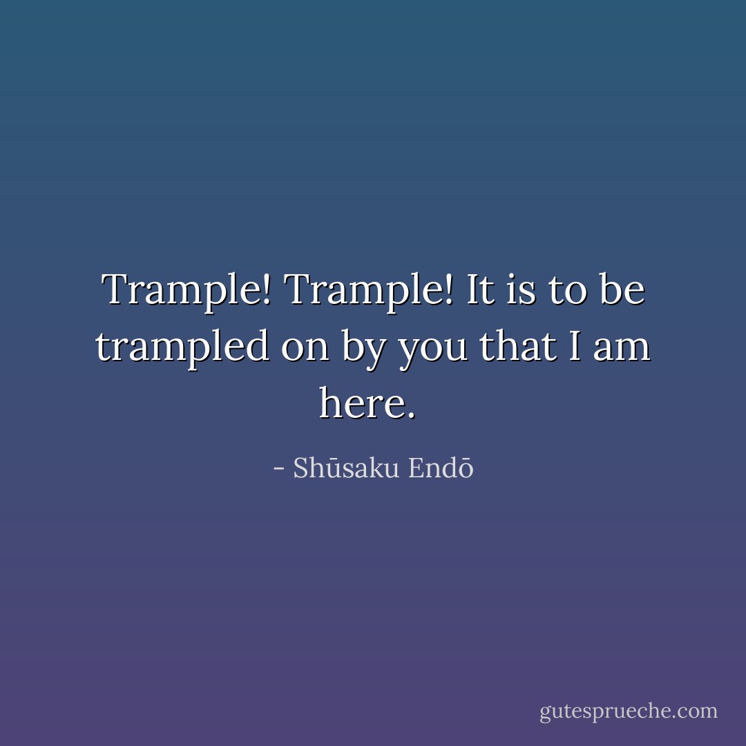 Trample! Trample! It is to be trampled on by you that I am here.  - Shūsaku Endō