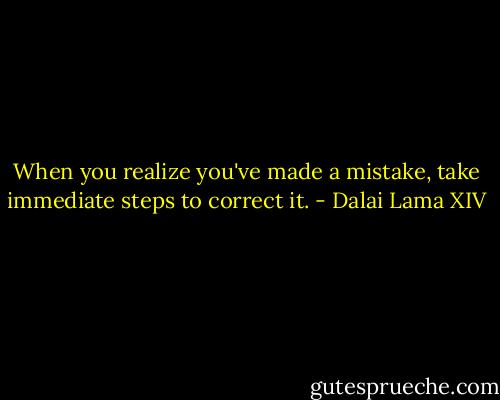 When you realize you've made a mistake, take immediate steps to correct it. - Dalai Lama XIV