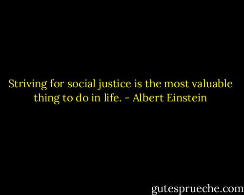 Striving for social justice is the most valuable thing to do in life. - Albert Einstein