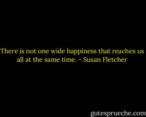 There is not one wide happiness that reaches us all at the same time. - Susan Fletcher