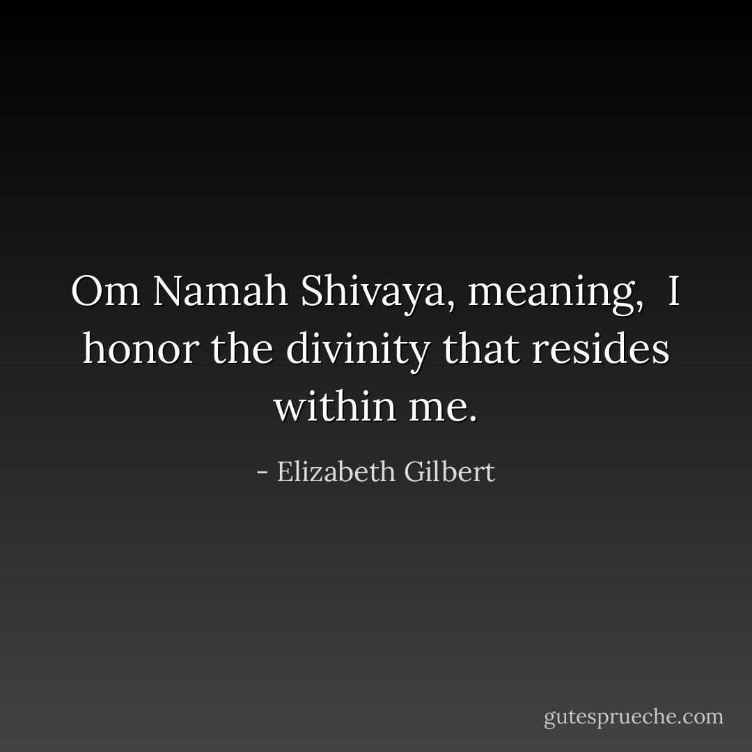 Om Namah Shivaya, meaning, <br />I honor the divinity that resides within me. - Elizabeth Gilbert