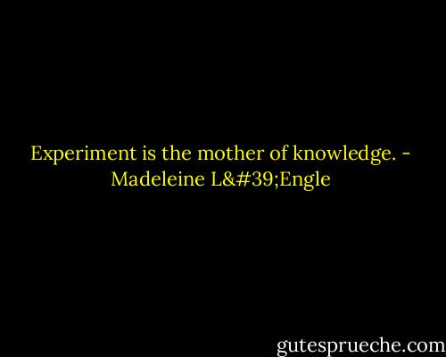 Experiment is the mother of knowledge. - Madeleine L'Engle
