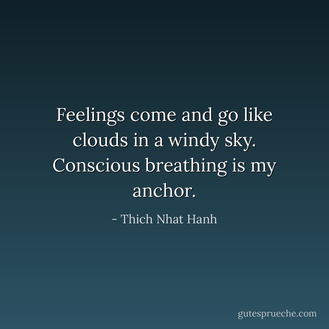 Feelings come and go like clouds in a windy sky. Conscious breathing is my anchor. - Thich Nhat Hanh
