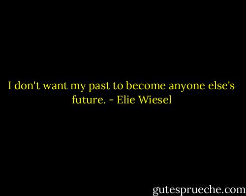 I don't want my past to become anyone else's future. - Elie Wiesel