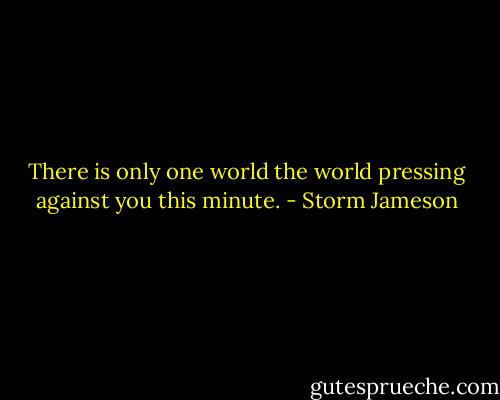 There is only one world the world pressing against you this minute. - Storm Jameson