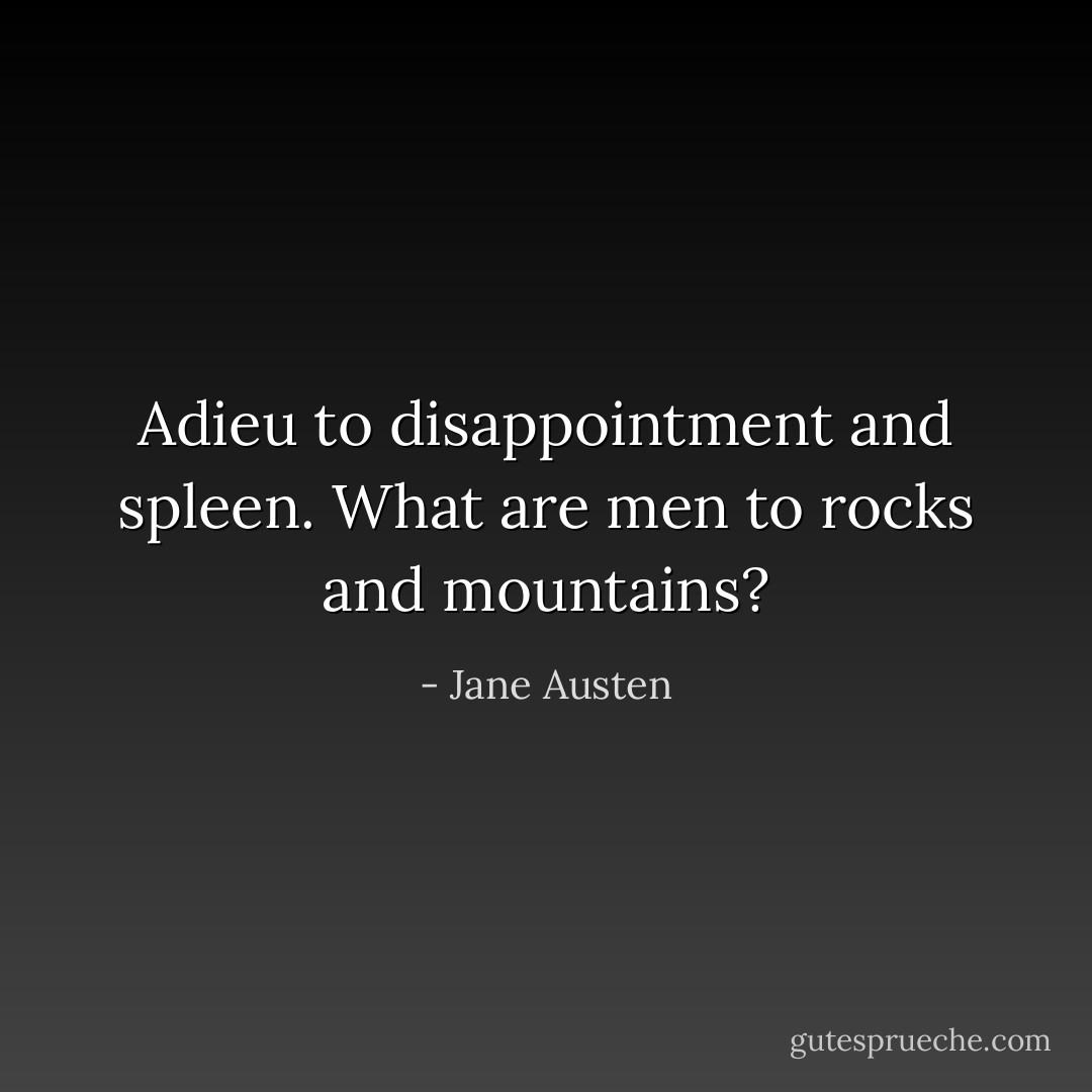 Adieu to disappointment and spleen. What are men to rocks and mountains? - Jane Austen