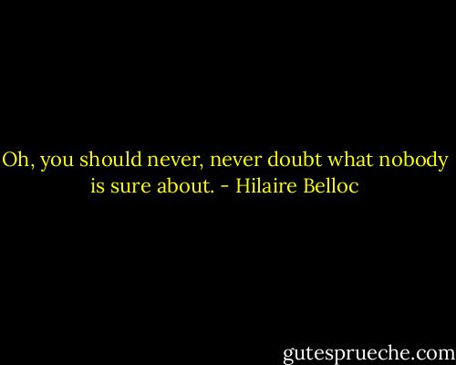 Oh, you should never, never doubt what nobody is sure about. - Hilaire Belloc