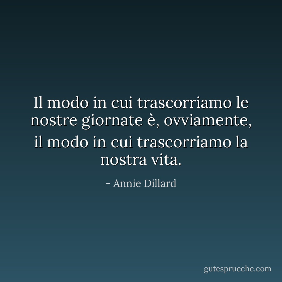 Il modo in cui trascorriamo le nostre giornate è, ovviamente, il modo in cui trascorriamo la nostra vita. - Annie Dillard