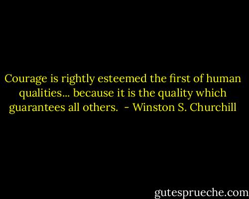 Courage is rightly esteemed the first of human qualities... because it is the quality which guarantees all others.  - Winston S. Churchill