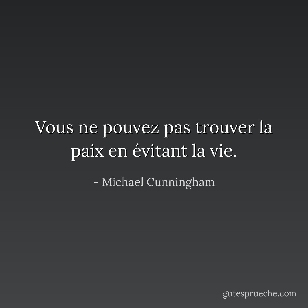 Vous ne pouvez pas trouver la paix en évitant la vie. - Michael Cunningham