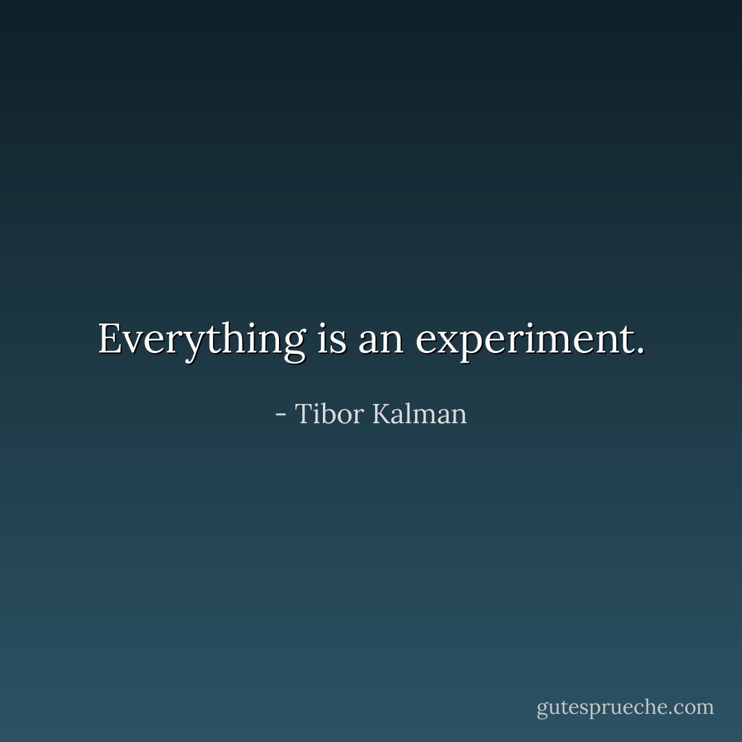 Everything is an experiment. - Tibor Kalman
