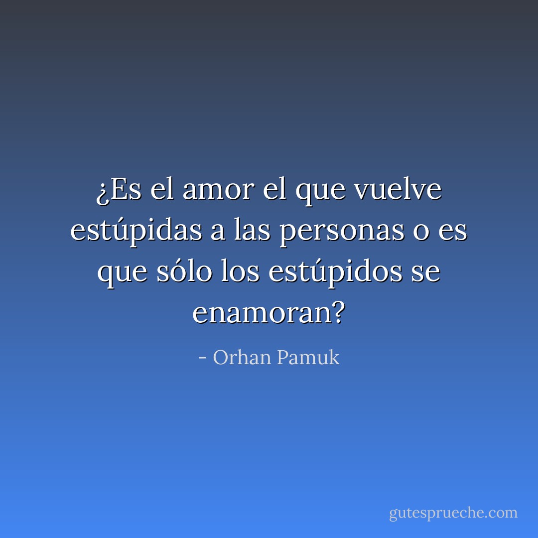 ¿Es el amor el que vuelve estúpidas a las personas o es que sólo los estúpidos se enamoran? - Orhan Pamuk