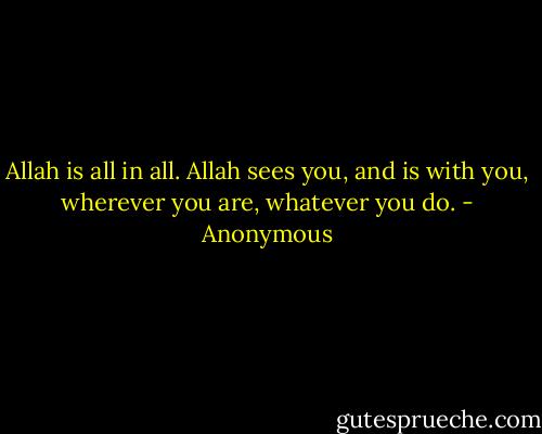 Allah is all in all. Allah sees you, and is with you, wherever you are, whatever you do. - Anonymous