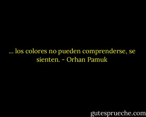... los colores no pueden comprenderse, se sienten. - Orhan Pamuk