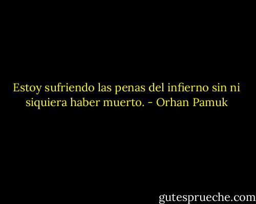 Estoy sufriendo las penas del infierno sin ni siquiera haber muerto. - Orhan Pamuk
